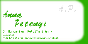 anna petenyi business card